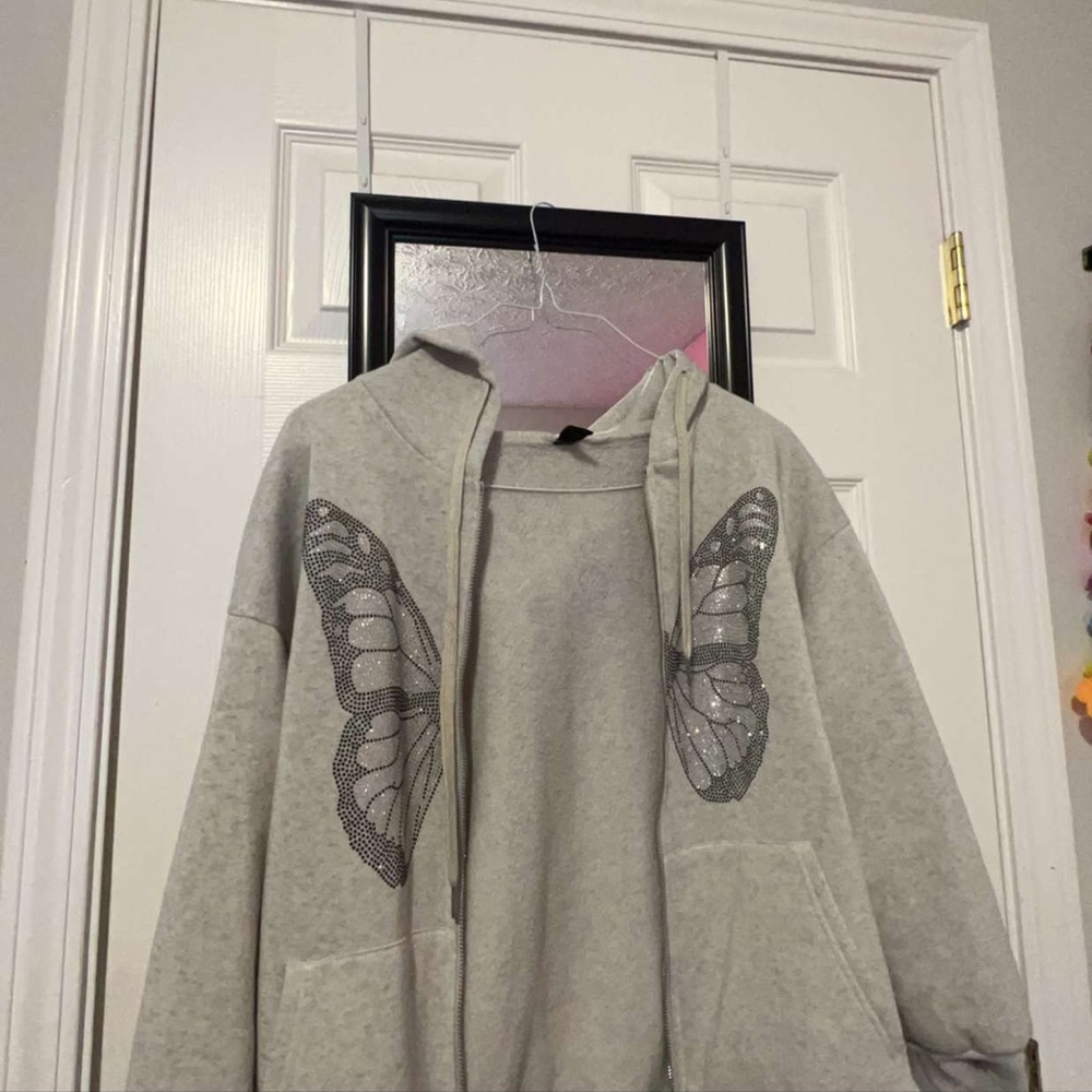 Shein butterfly zip up jacket